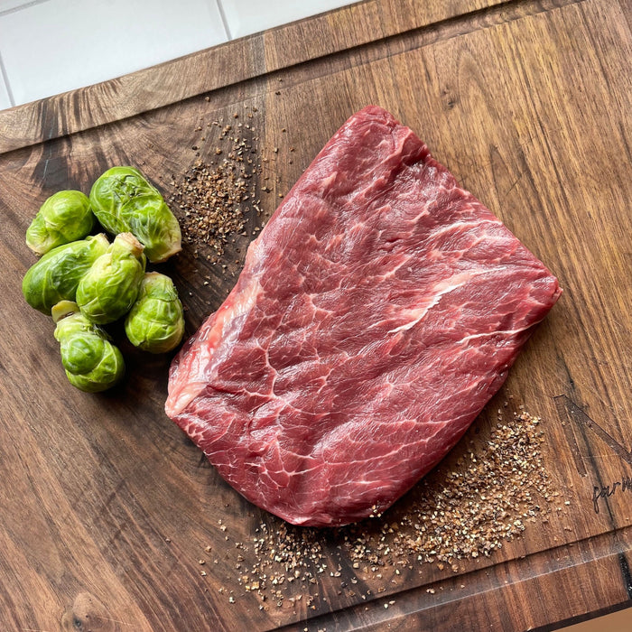 flat iron steak with brussel sprouts