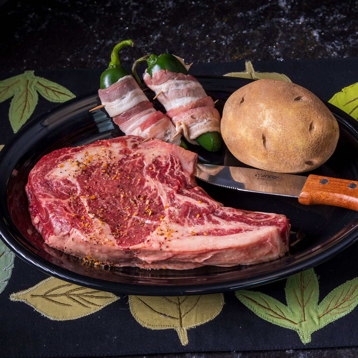 rib steak with potato